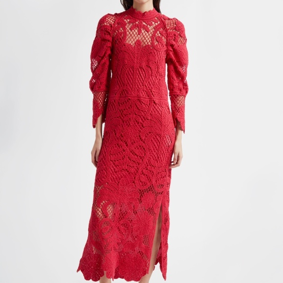 FARM Rio Dresses & Skirts - Farm Rio. Long Sleeve Lace Knit Midi Dress.